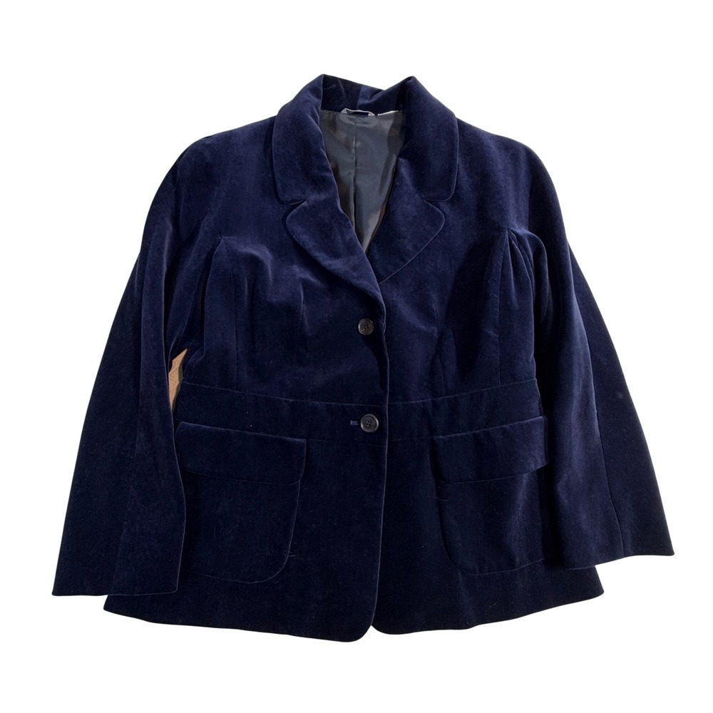 Barneys New York Velvet Blazer M Navy Made Italy Two Button Luxury Jacket